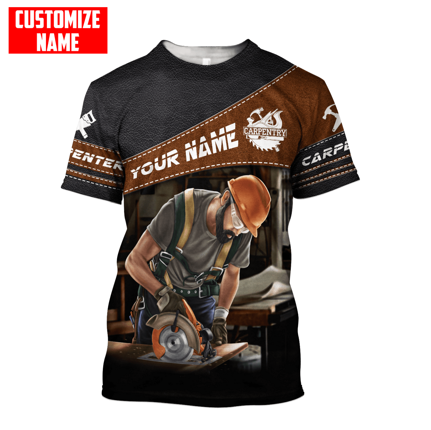 Personalized Name Carpenter 3D All Over Printed Unisex Shirts Leather Texture Ver3