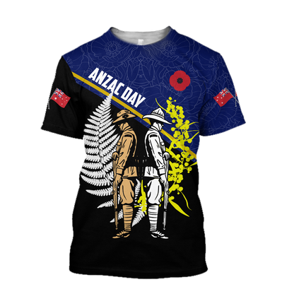 Tmarc Tee Anzac Day blue version Australia and Kiwi 3D print shirts