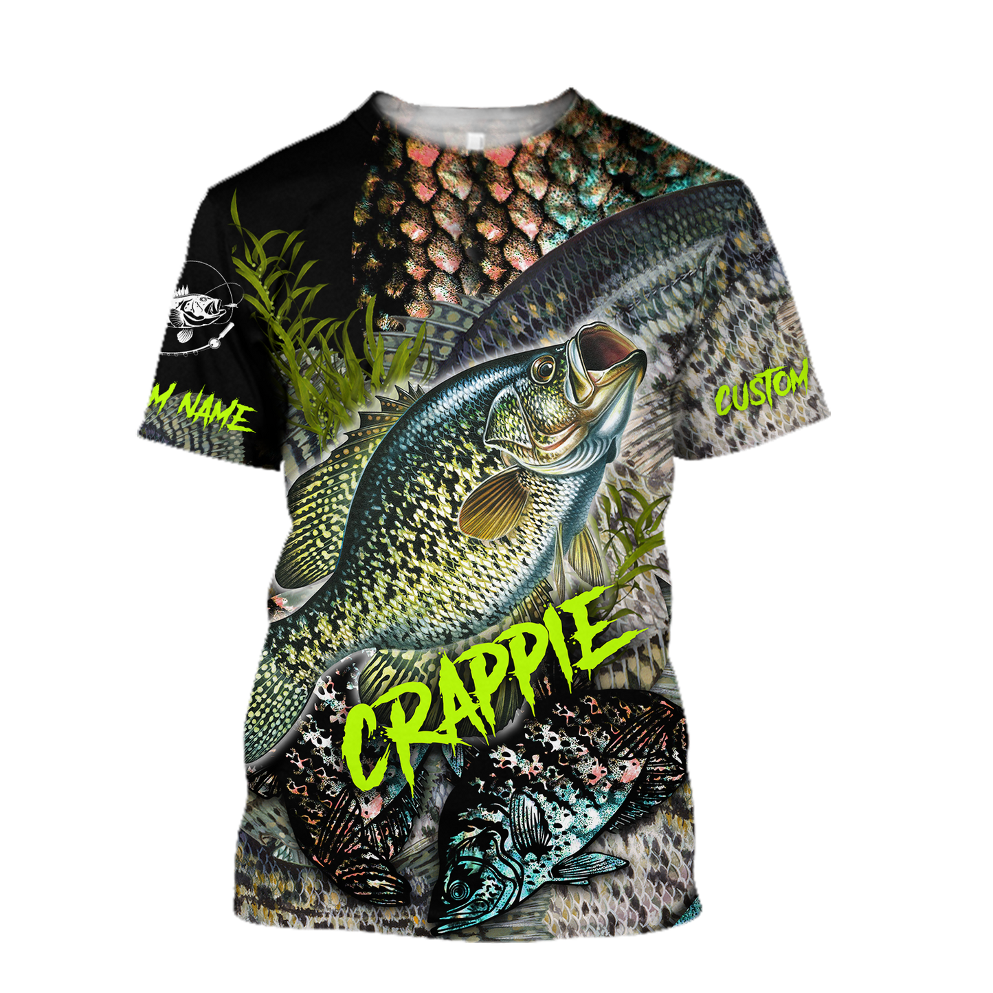 Custom name Crappie Fishing on skin 3D Design print shirts