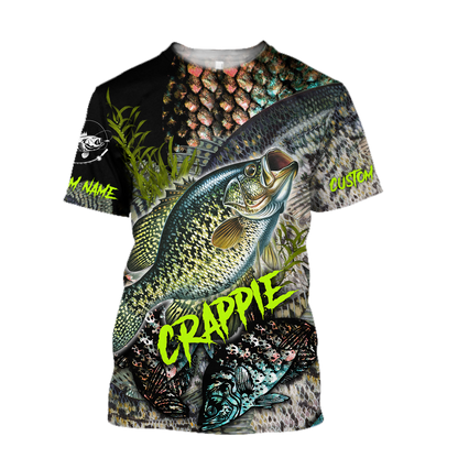 Custom name Crappie Fishing on skin 3D Design print shirts