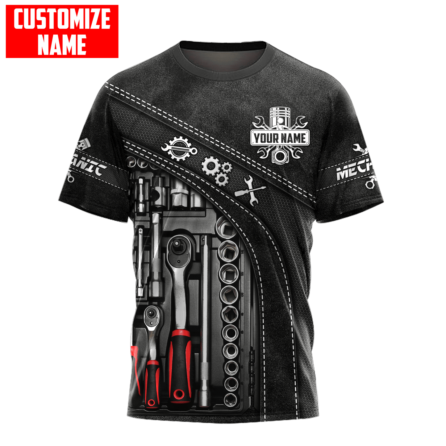 Personalized Name Mechanic 3D All Over Printed Unisex Shirts Leather