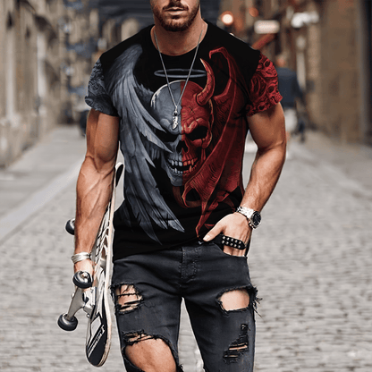 Tmarc Tee Gentle And Evil Skull 3D All Over Printed Unisex Shirts