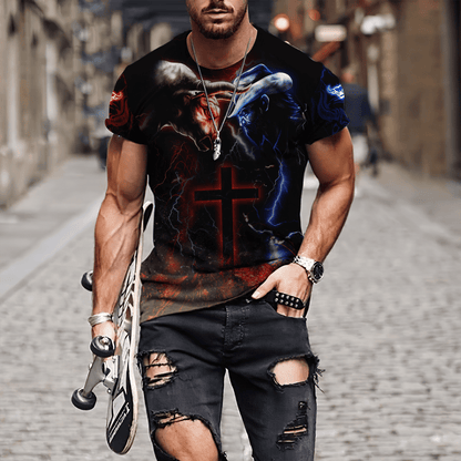 Tmarc Tee Bull Riding Red Blue Fight Cross 3D All Over Printed Unisex Shirts