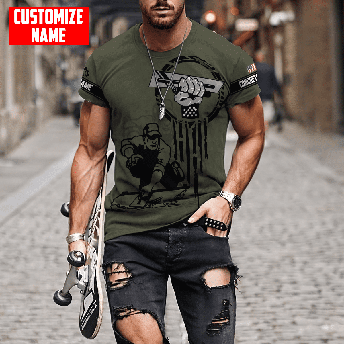 US Concrete Finisher Tool Pride Custom name 3D Printed Shirts