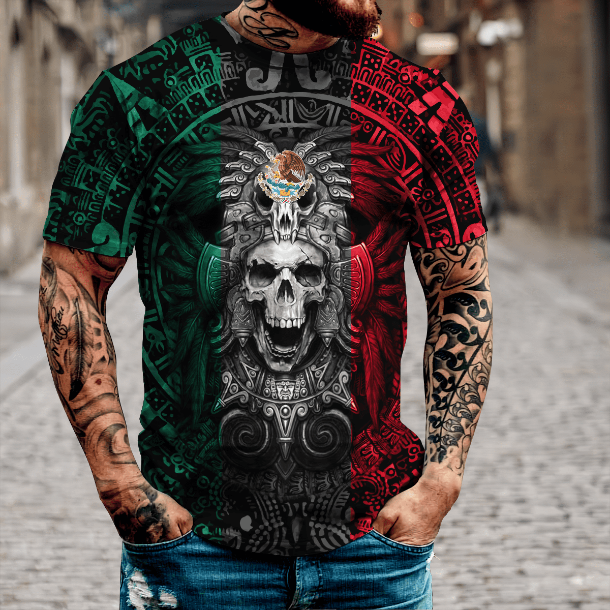 Mexican Aztec Warrior 3D All Over Printed Hoodie