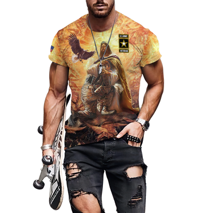 US Army Veteran Jesus 3D All Over Printed Combo T-Shirt BoardShorts