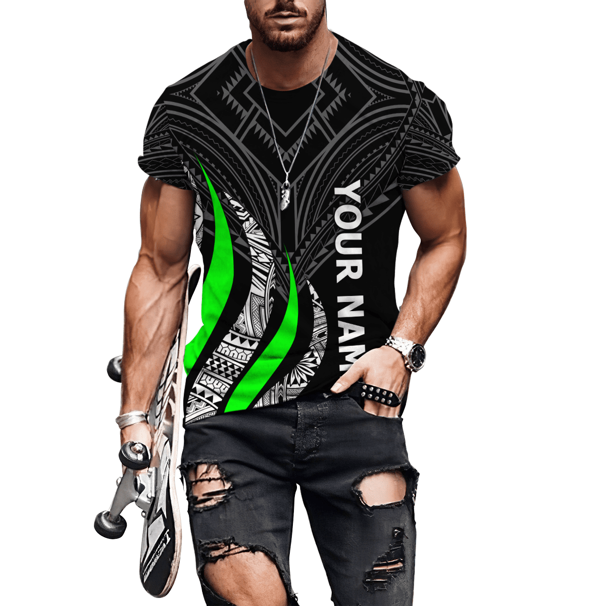 Polynesian Green And Tattoo Unisex Shirts Personalize ML