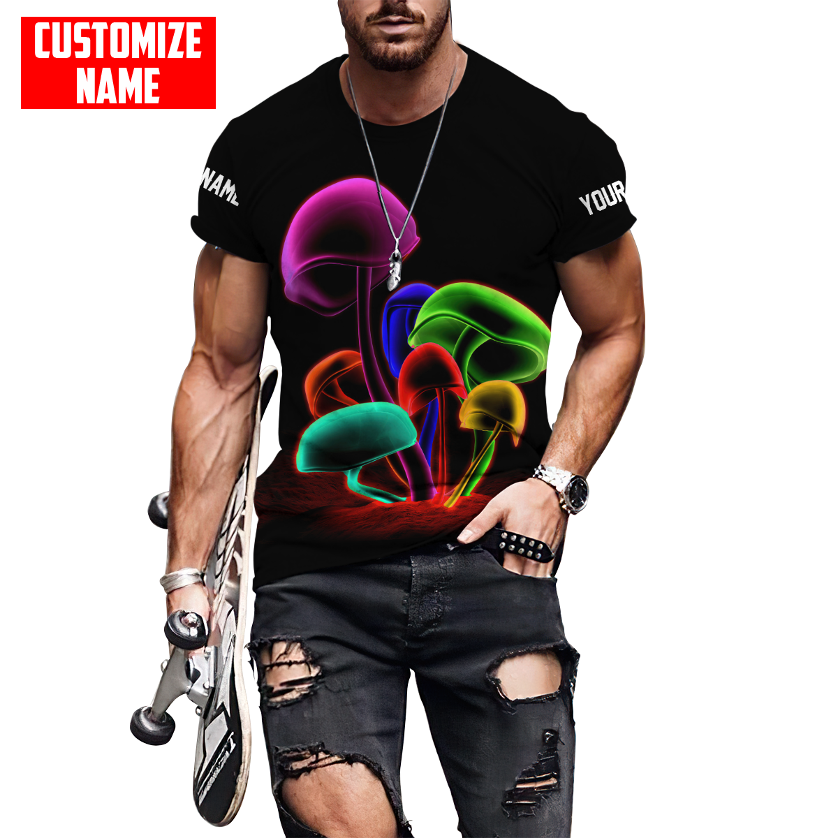 Customize Name Mushroom Hippie 3D All Over Printed Unisex Shirts