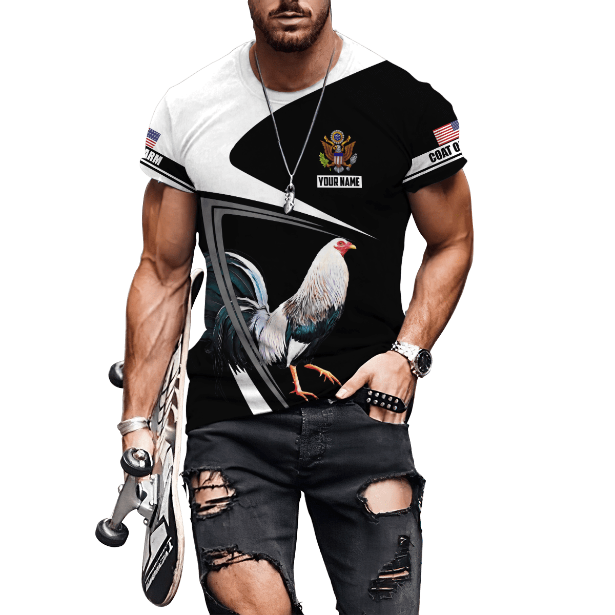 Personalized American Rooster 3D Printed Unisex Shirt