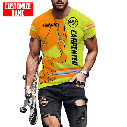 Personalized Name Carpenter 3D All Over Printed Unisex Shirts Safety Skull
