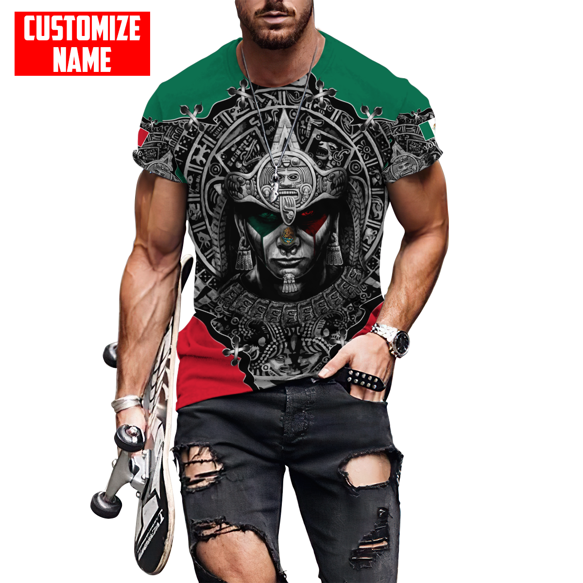 Personalized Name Aztec Mexican 3D All Over Printed Unisex Shirts