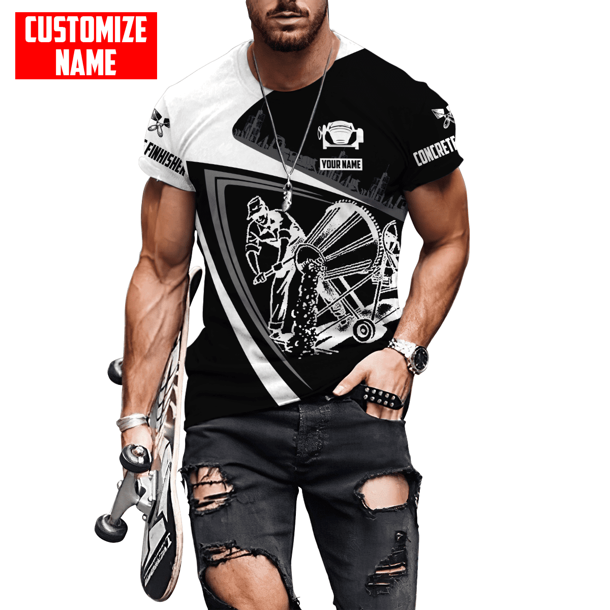 Customized Name Mixer Concrete Finisher 3D All Over Printed Unisex Shirts