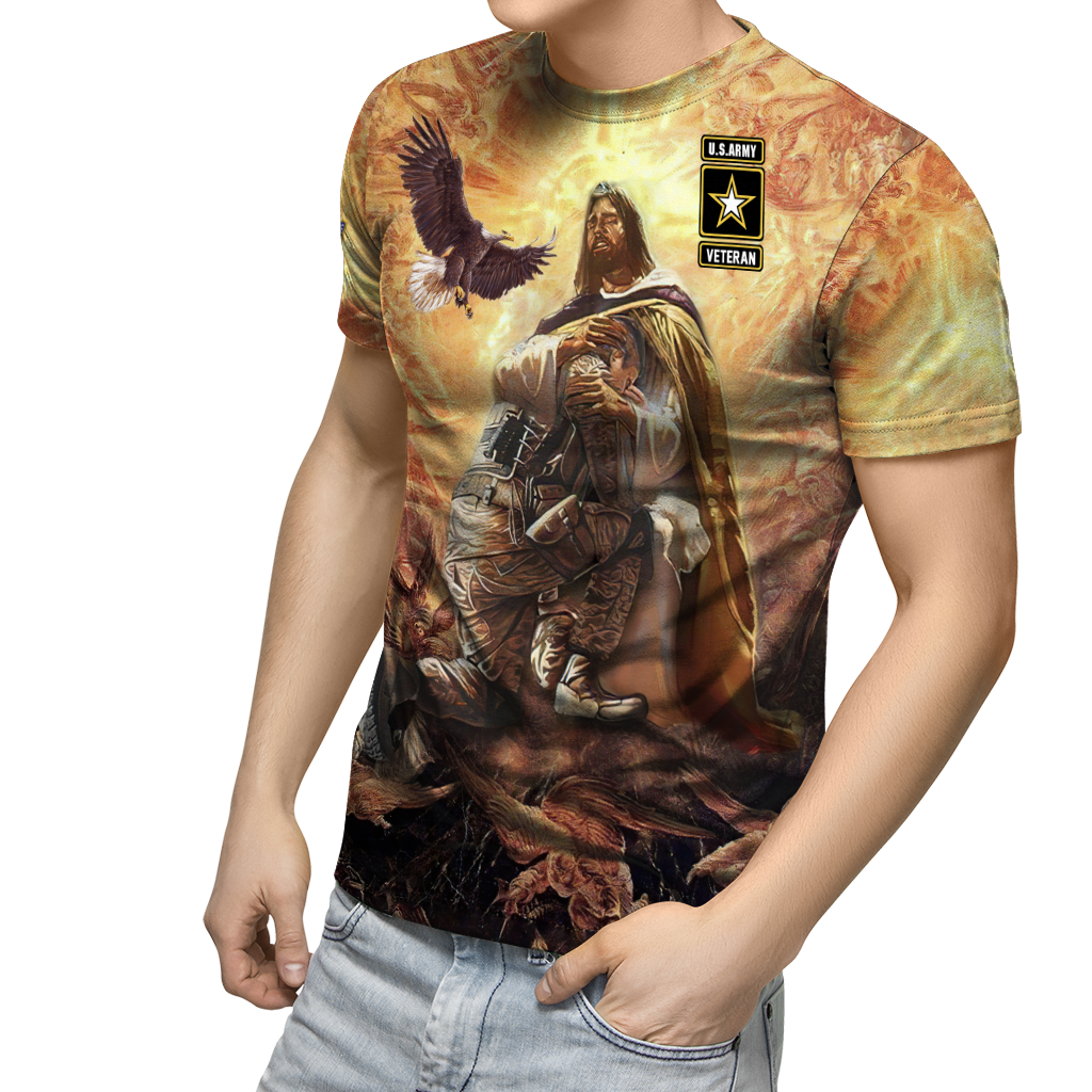 US Army Veteran Jesus 3D All Over Printed Combo T-Shirt BoardShorts