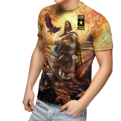 US Army Veteran Jesus 3D All Over Printed Combo T-Shirt BoardShorts