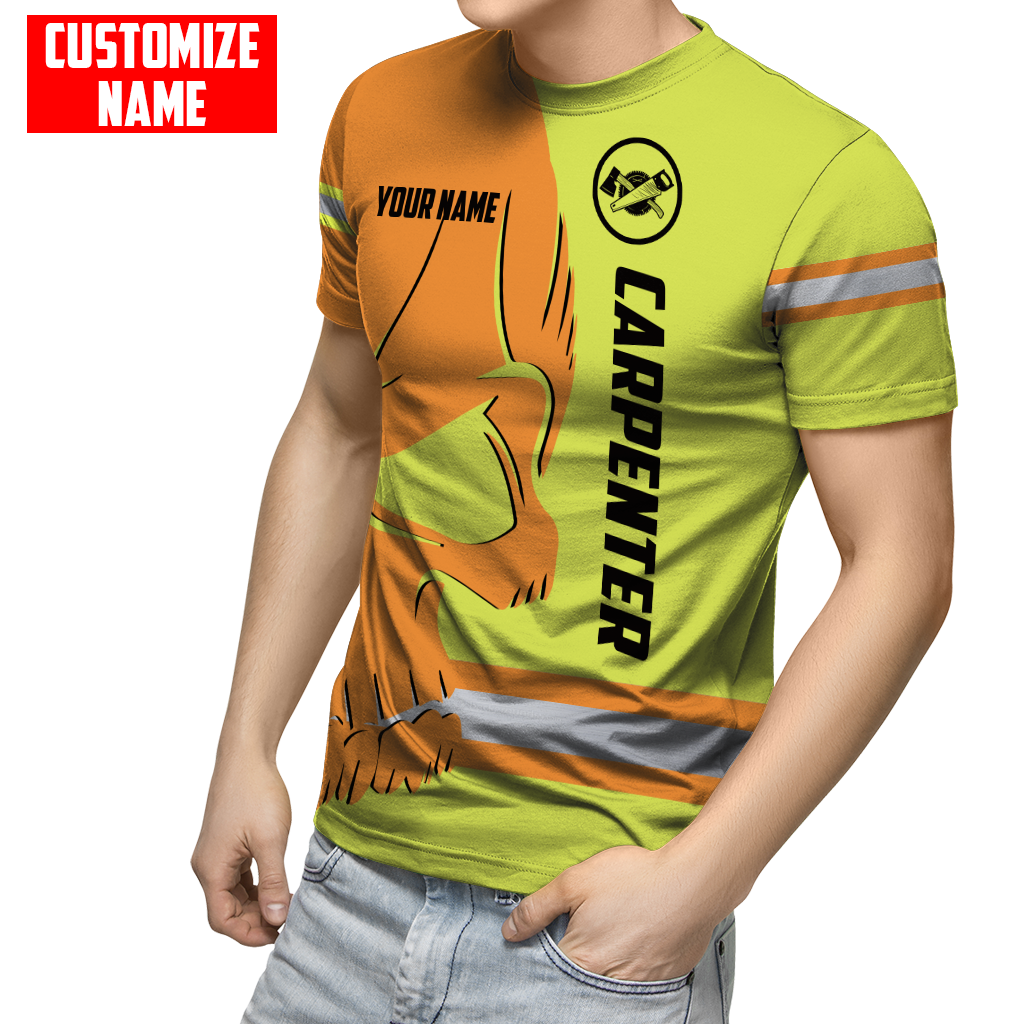 Personalized Name Carpenter 3D All Over Printed Unisex Shirts Safety Skull