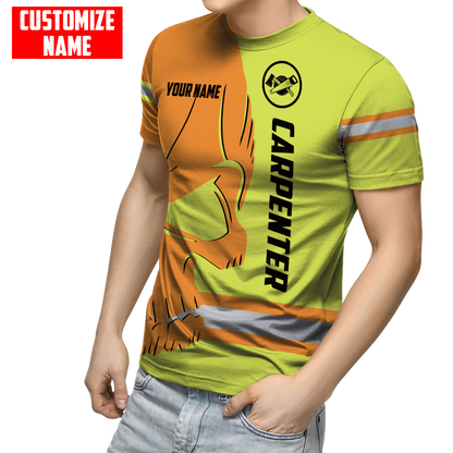 Personalized Name Carpenter 3D All Over Printed Unisex Shirts Safety Skull