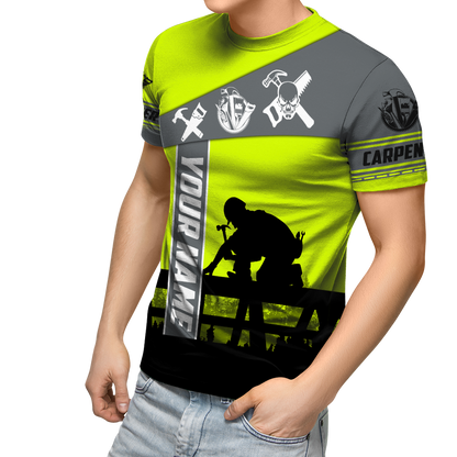 Personalized Name Carpenter 3D All Over Printed Unisex Shirts Green Neon Ver 2