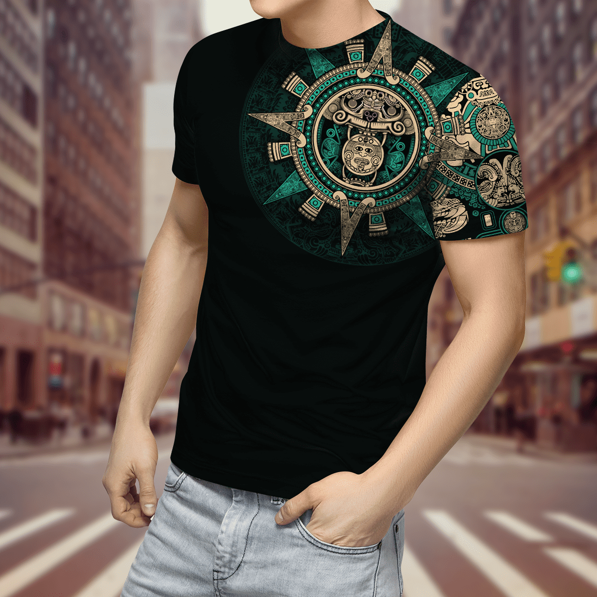 Aztec Mexican Blue 3D All Over Printed Unisex Shirts no1