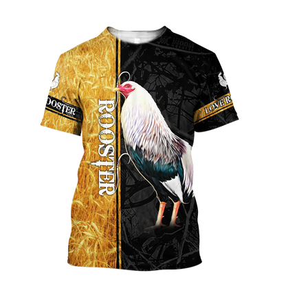 Premium White Rooster Yellow Camo 3D Printed Unisex Shirts