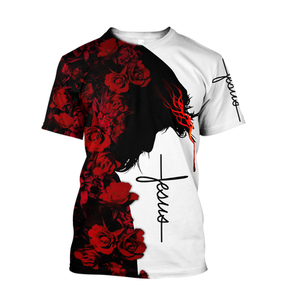 Premium Christian Jesus Red Roses 3D All Over Printed Unisex Shirts - Amaze Style™-Apparel