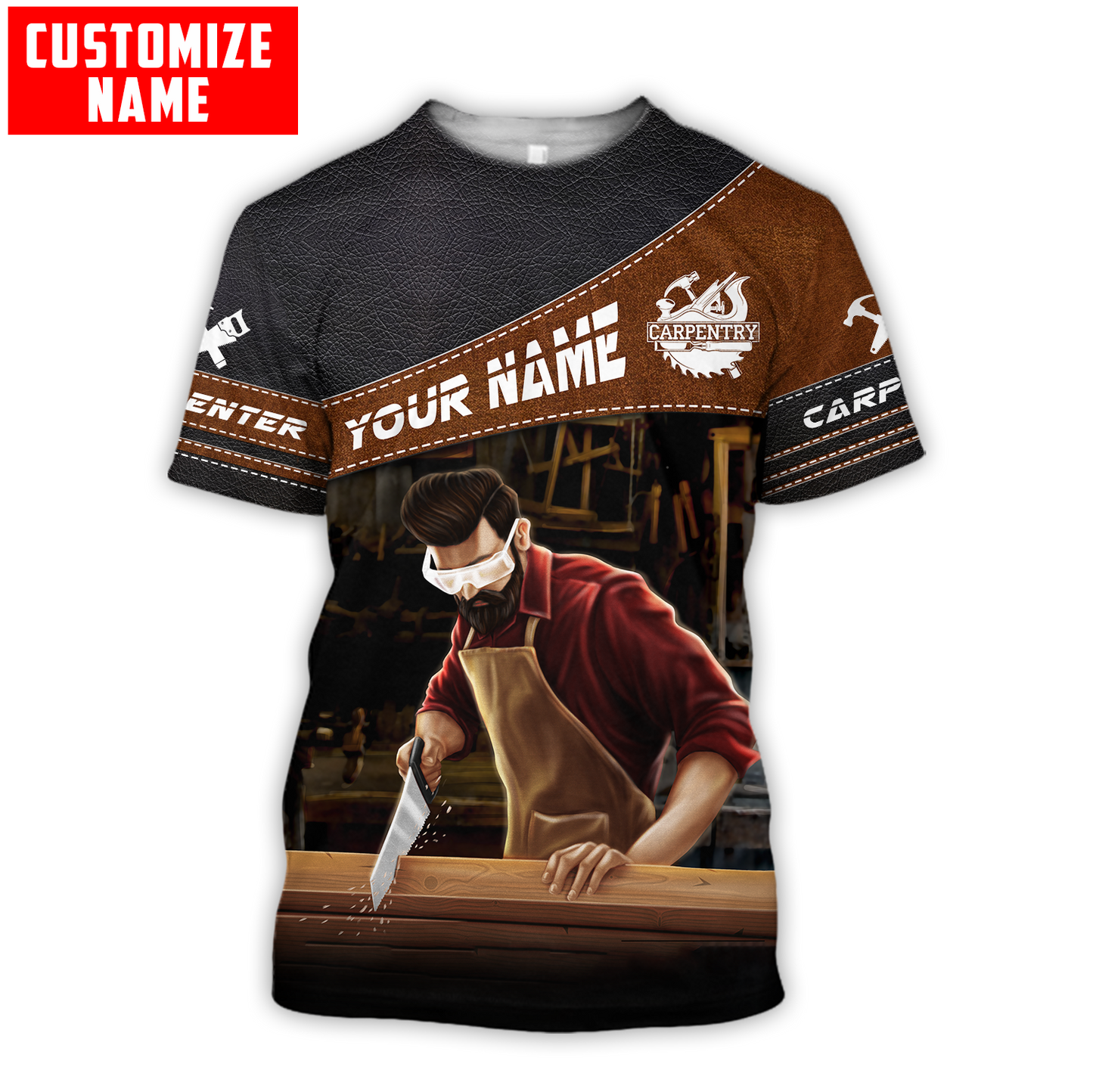 Personalized Name Carpenter 3D All Over Printed Unisex Shirts Leather Texture Ver2