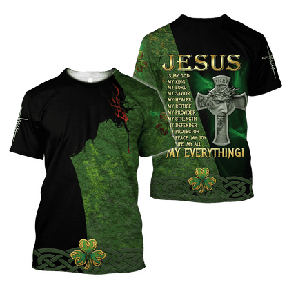 Jesus Irish Saint Patrick Day 3D All Over Printed Unisex Shirt