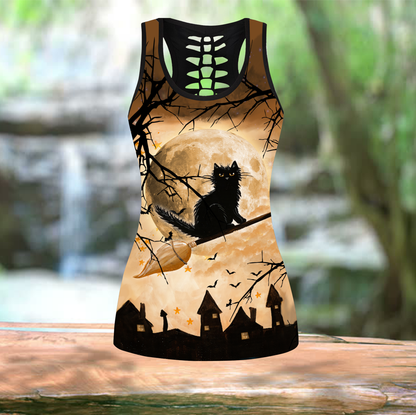 Black cat Tank Top And Legging