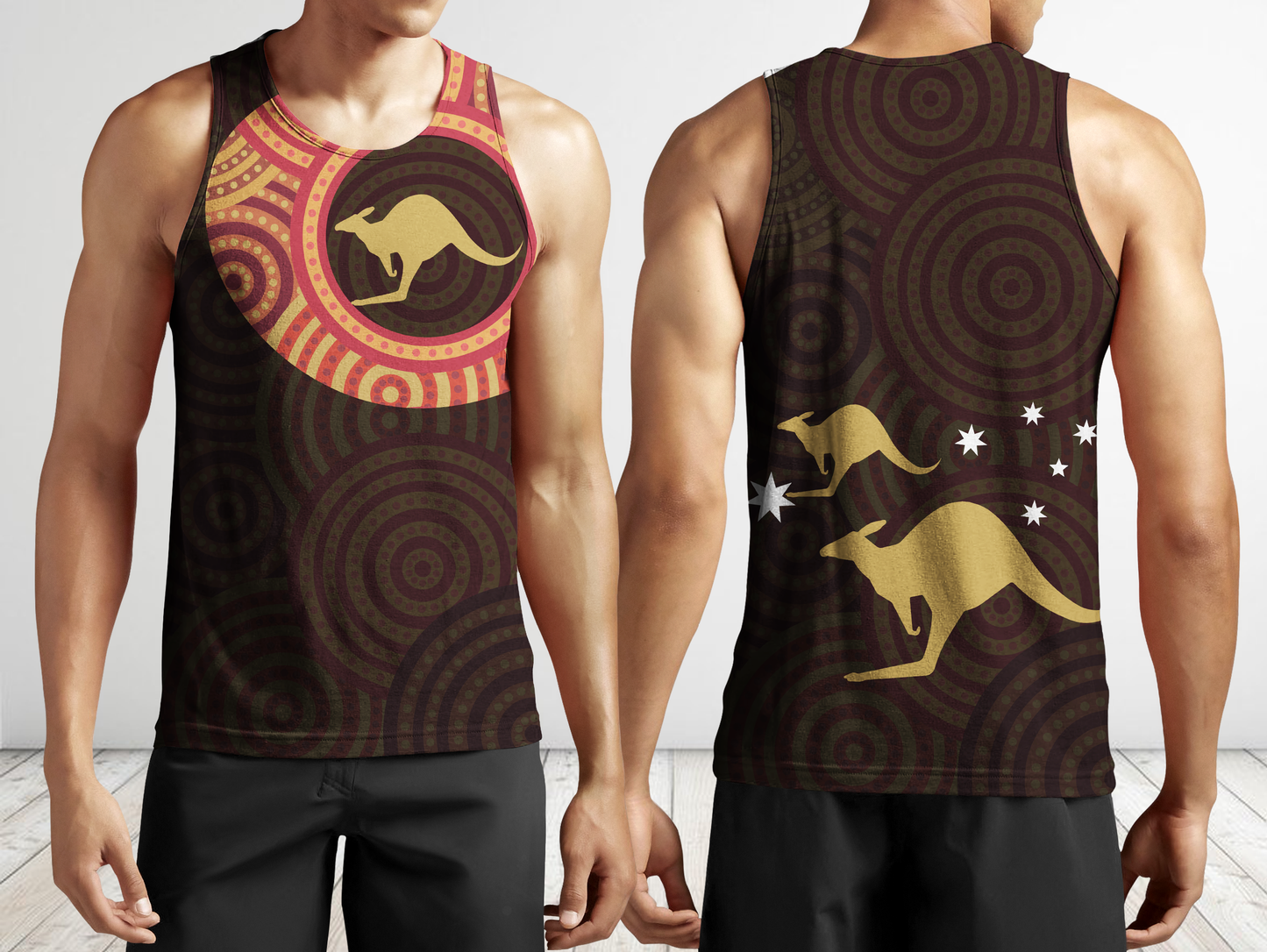 Australia In My Heart Aboriginal Tattoo Kangaroo Hoodie Yellow (No "Australia" words on back) - Amaze Style™-Apparel