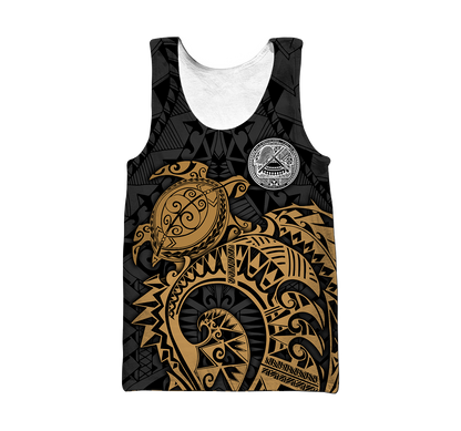 Samoa Polynesian Hoodie Gold Turtle Flowing 3d all over printed shirt and short for man and women AZ130201 PL - Amaze Style™-Apparel