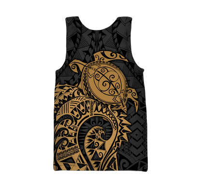 Samoa Polynesian Hoodie Gold Turtle Flowing 3d all over printed shirt and short for man and women AZ130201 PL - Amaze Style™-Apparel