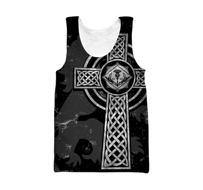 Scottish Thristle Celtic Cross grey ver2 Hoodie AZ210203 - Amaze Style™-Apparel