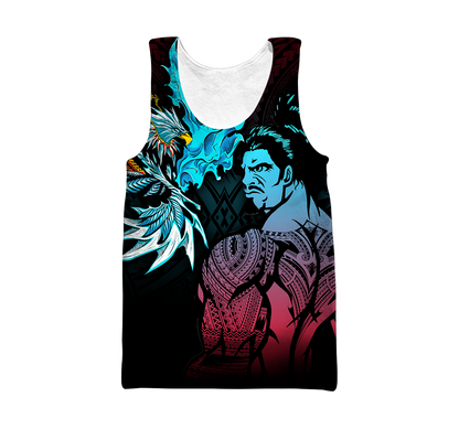 Amazing Polynesian Warrior 3D Tattoo Unisex Deluxe Hoodie ML