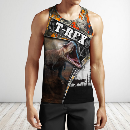 Dinosaur T-rex orange camo 3D all over printed shirts