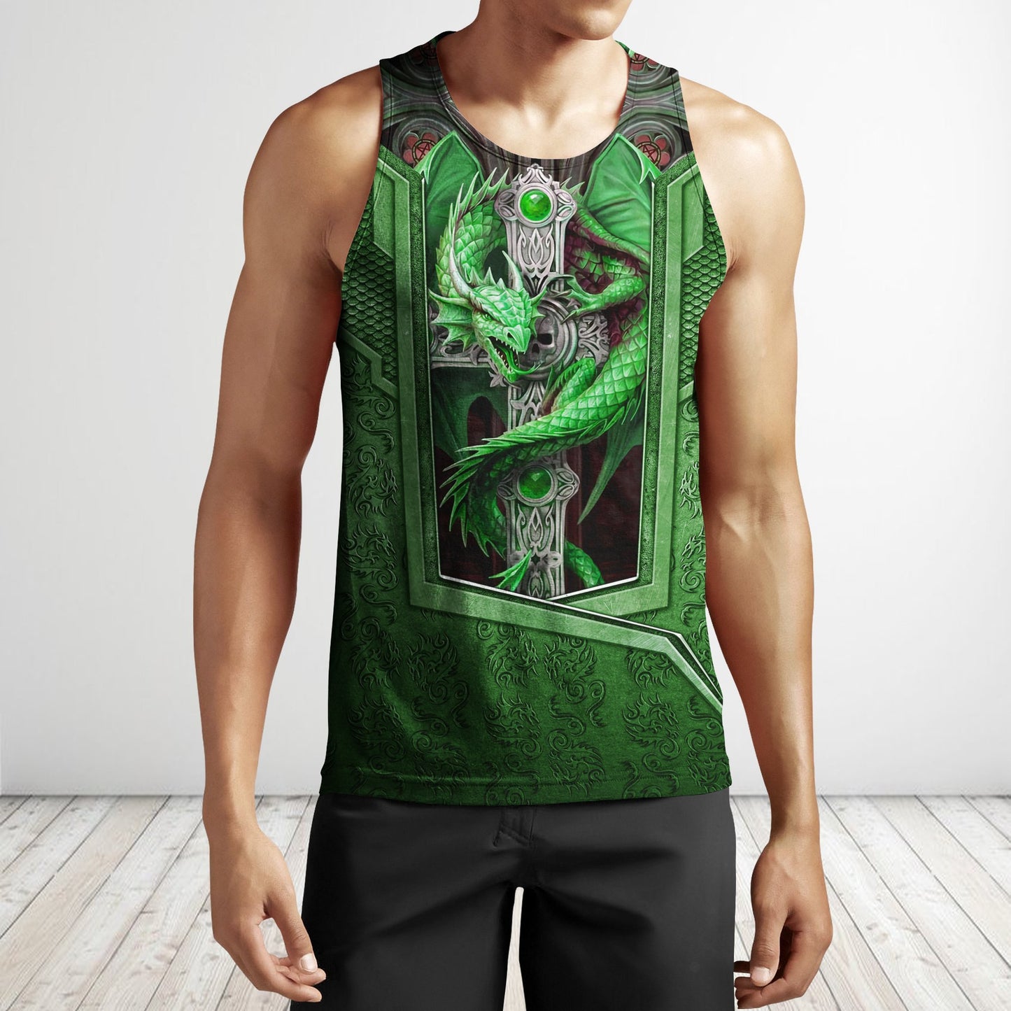3D Tattoo and Dungeon Dragon Hoodie HAC27124-Apparel-NM-Men's tank top-S-Vibe Cosy™