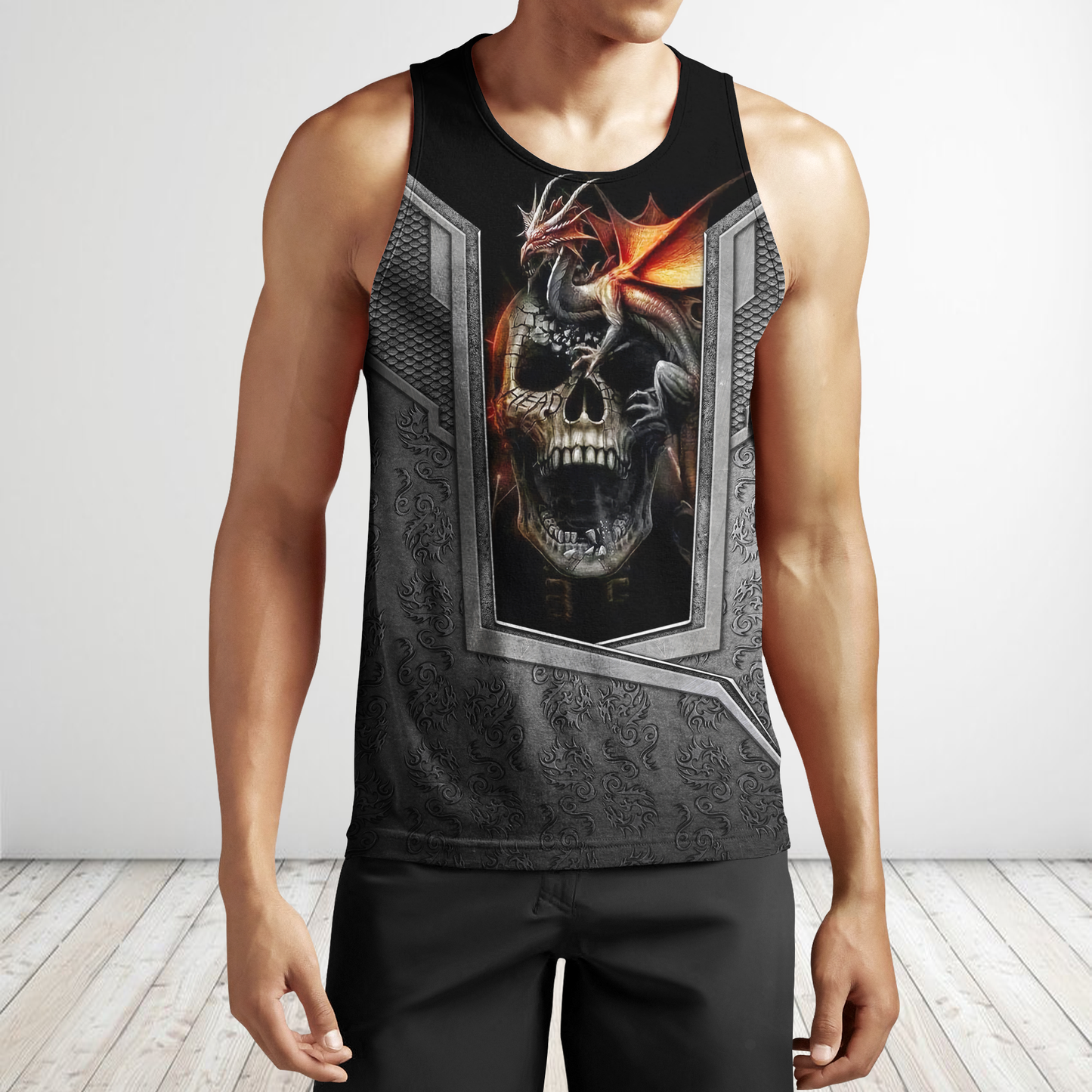 3D Tattoo and Dungeon Dragon Hoodie HAC020112-Apparel-NM-Men's tank top-S-Vibe Cosy™