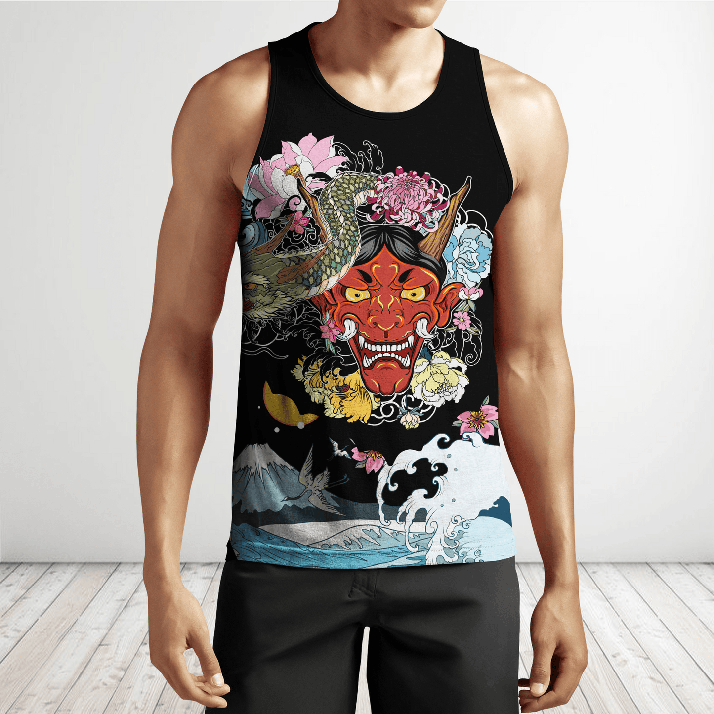 Japanese Oni Mask Tattoo 3D Over Printed Unisex Hoodie-ML