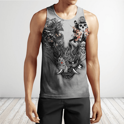 Samurai Oni Mask Tattoo 3D Over Printed Unisex Hoodie-ML