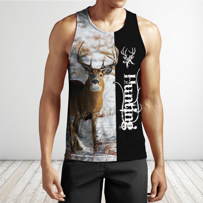 Premium Deer Hunting for Hunter Half White Camo 3D Printed Unisex Shirts