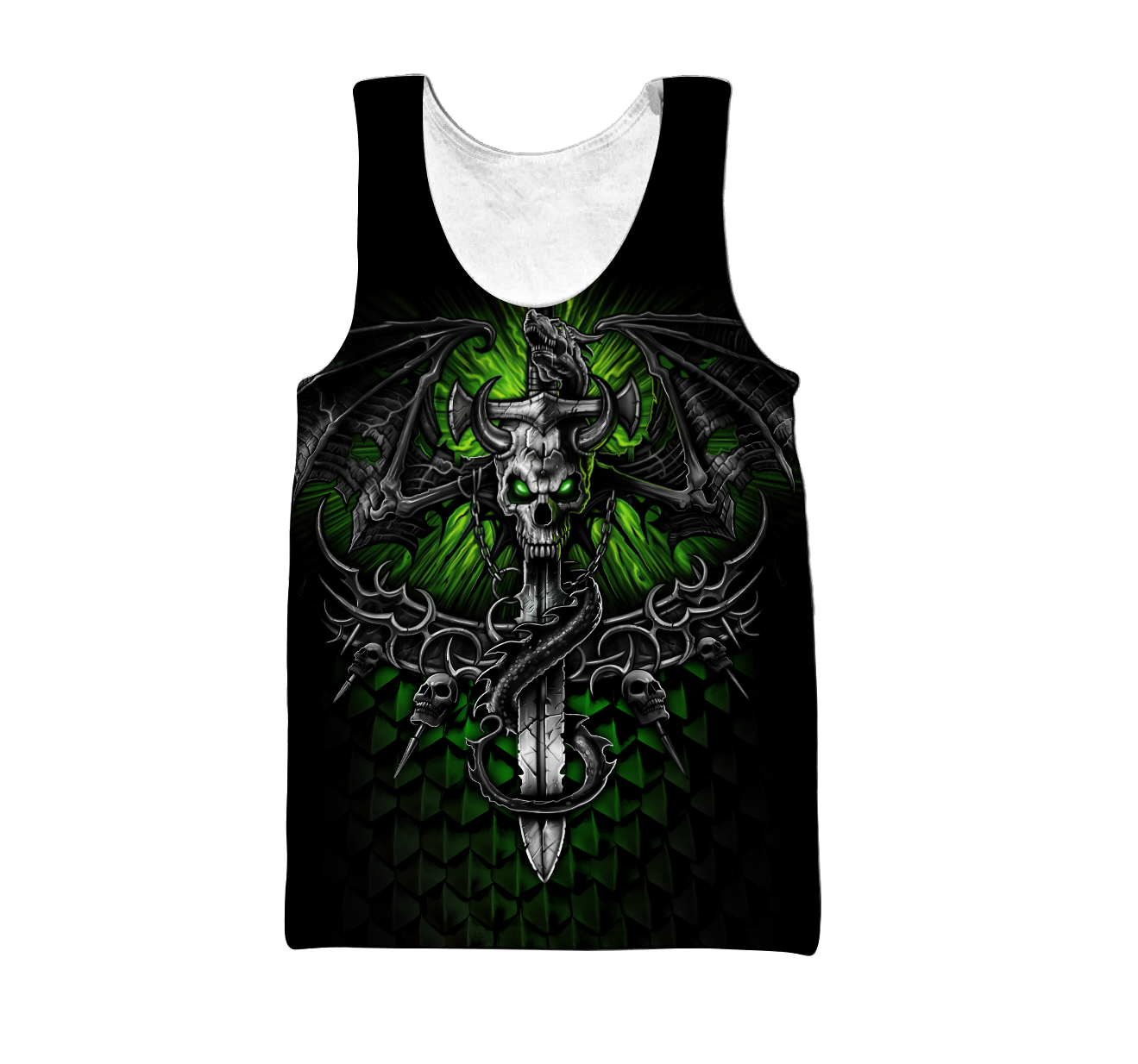 All Over Printed Fantasy Bat Skull And Sword Hoodie For Men And Women MEI