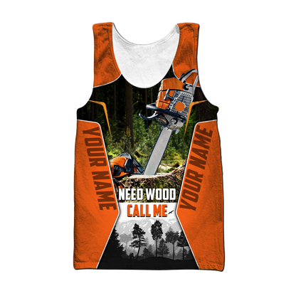 3D Chainsaw Logger Custom Name Unisex Shirts