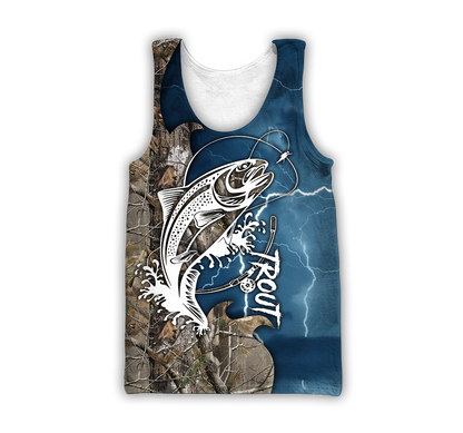 Trout Fishing Tattoo camo shirts for men and women blue color