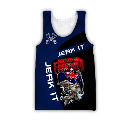 Tmarc Tee Hooked on Freedom Australia Fishing 3D printed shirts for men and women