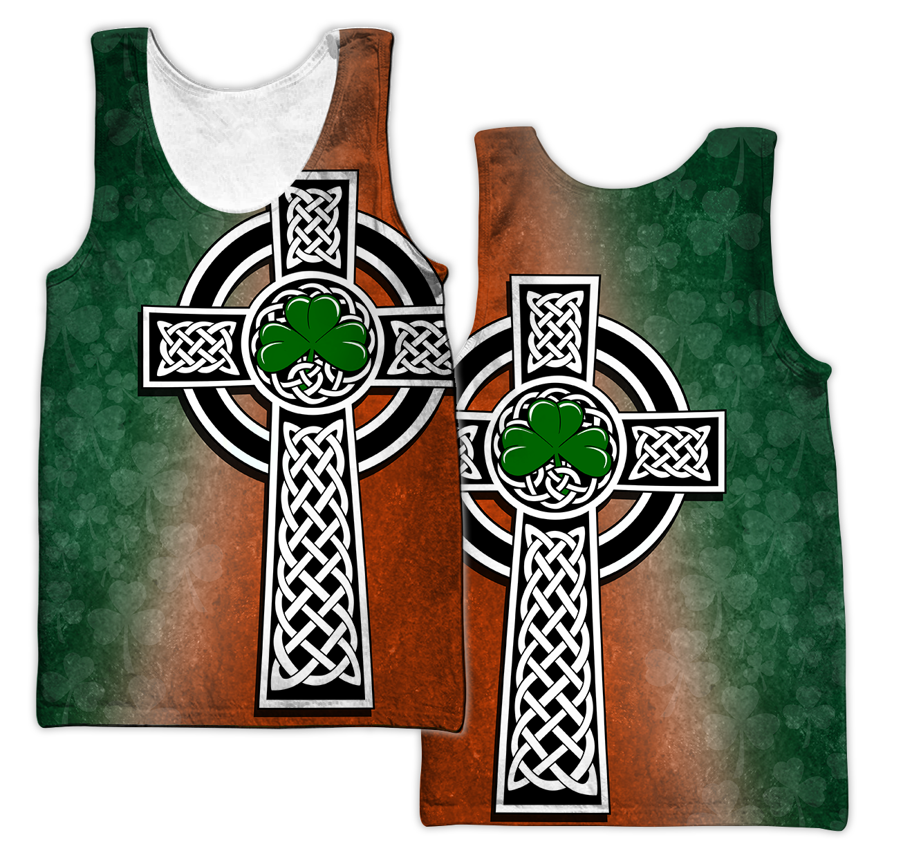 Irish Saint Patrick's Day Shamrock Celtic Cross Hoodie T-Shirt Sweatshirt-Apparel-NM-Men's tank top-S-Vibe Cosy™