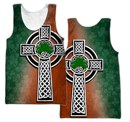 Irish Saint Patrick's Day Shamrock Celtic Cross Hoodie T-Shirt Sweatshirt-Apparel-NM-Men's tank top-S-Vibe Cosy™