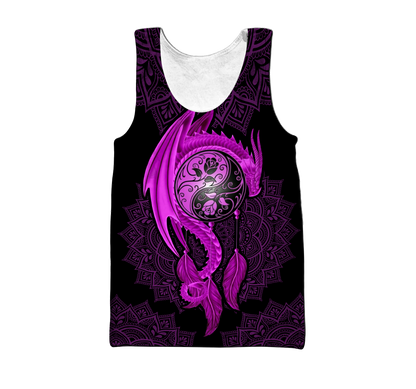 Mandala Purple Dragon Tattoo Shirt For Men and Women-NM