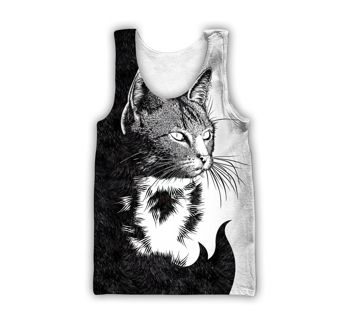 Love Black Cat Tattoo white 3D all over shirts for men and women