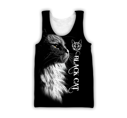Love Black Cat Tattoo black 3D all over shirts for men and women