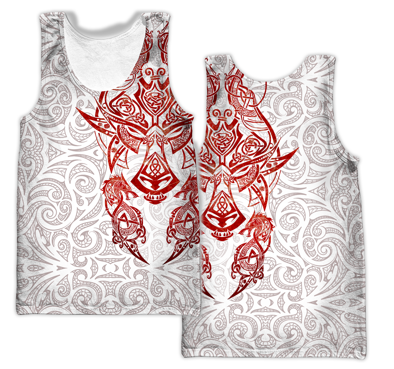 Red & White Viking Tattoo Dragon Hoodie T Shirt For Men and Women HAC150605-NM-Apparel-NM-Hoodie-S-Vibe Cosy™