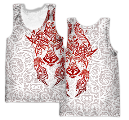 Red & White Viking Tattoo Dragon Hoodie T Shirt For Men and Women HAC150605-NM-Apparel-NM-Hoodie-S-Vibe Cosy™