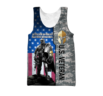 Spartan Soldier US Veteran 3D All Over Printed Shirt Hoodie MP21082020